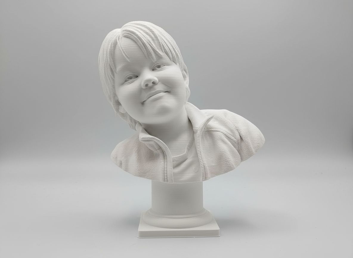 Smiling Kid Bust Sculpture free 3D printable STL