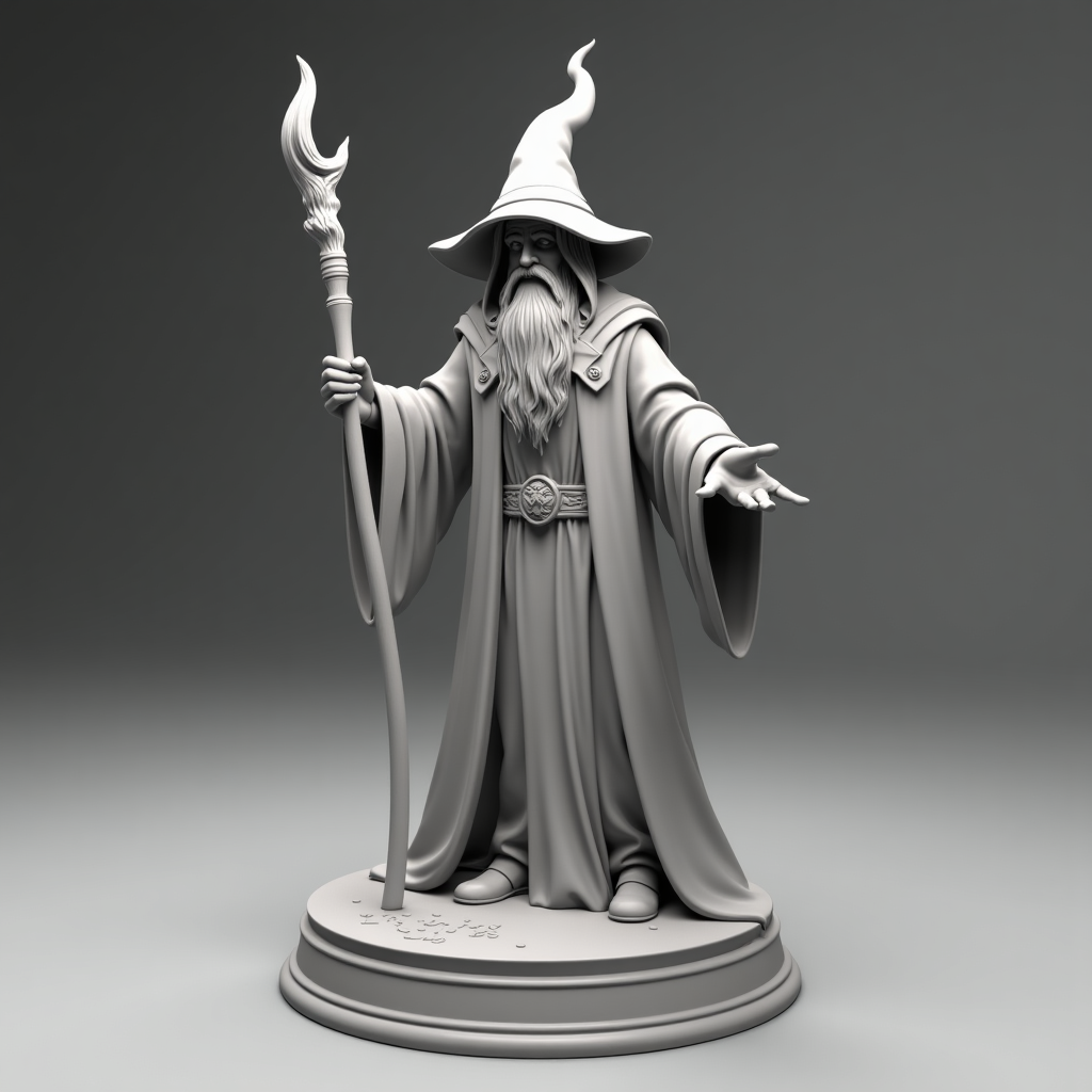 Majestic Wizard Casting Spell free 3D printable STL