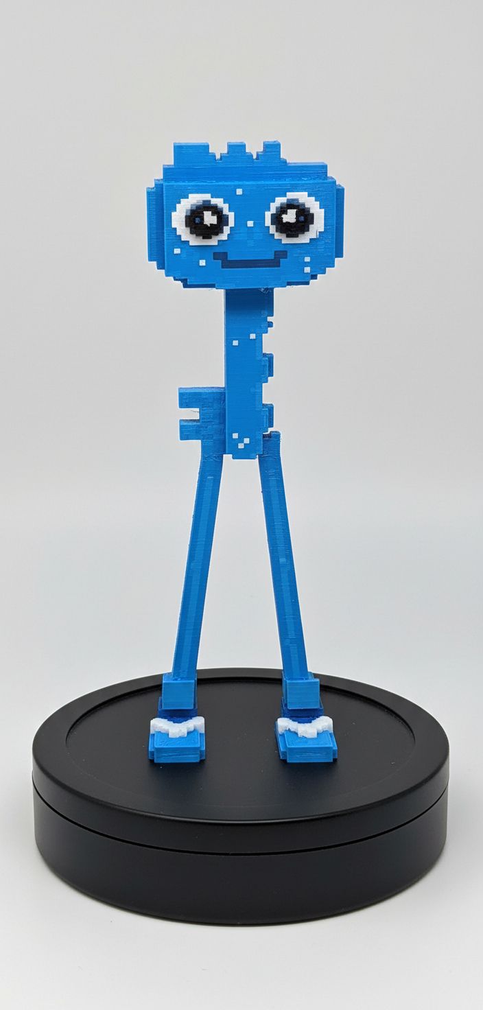 Pixelated Blue Character free 3D printable STL