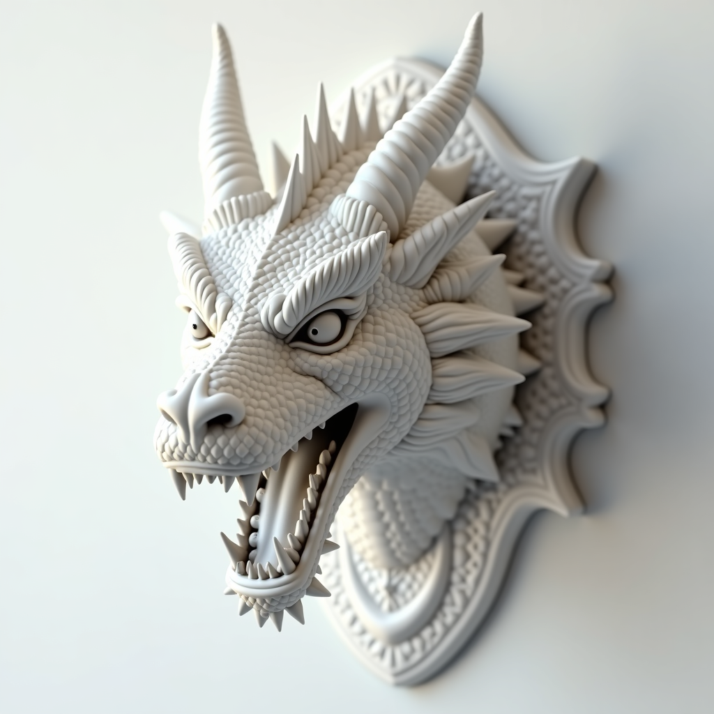 Stylized Dragon Head Sculpture free 3D printable STL