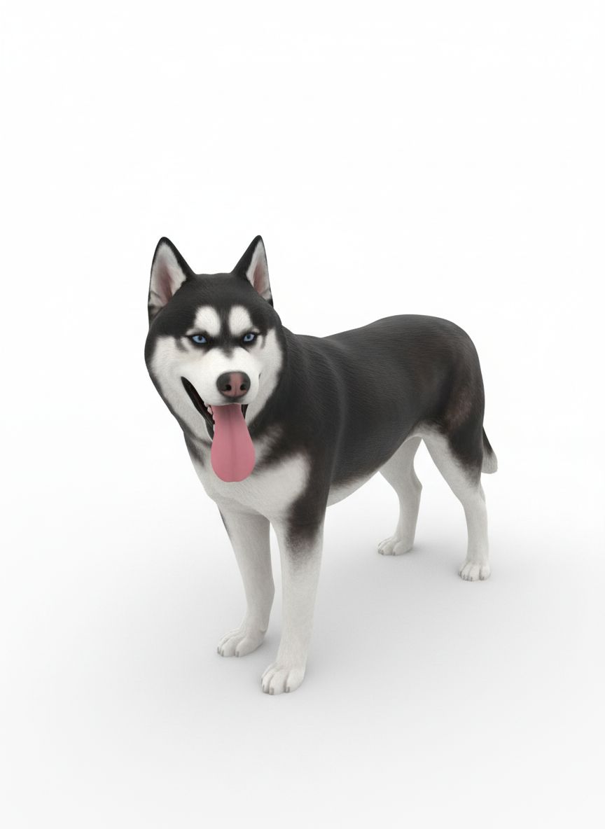 Realistic Siberian Husky Model free 3D printable STL