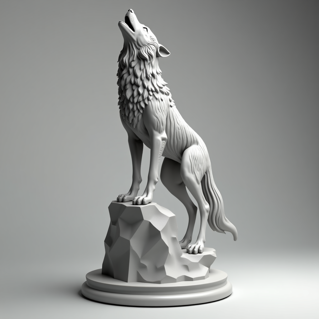 Howling Wolfdog Sculpture
