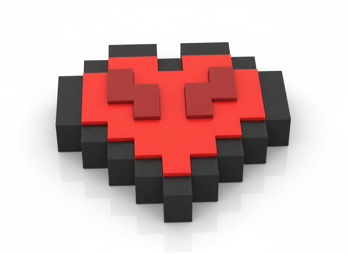 Pixelated Heart Sculpture free 3D printable STL