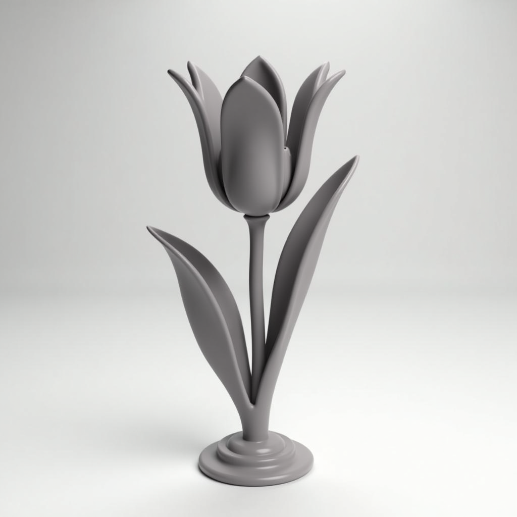 Stylized Tulip Flower Model free 3D printable STL