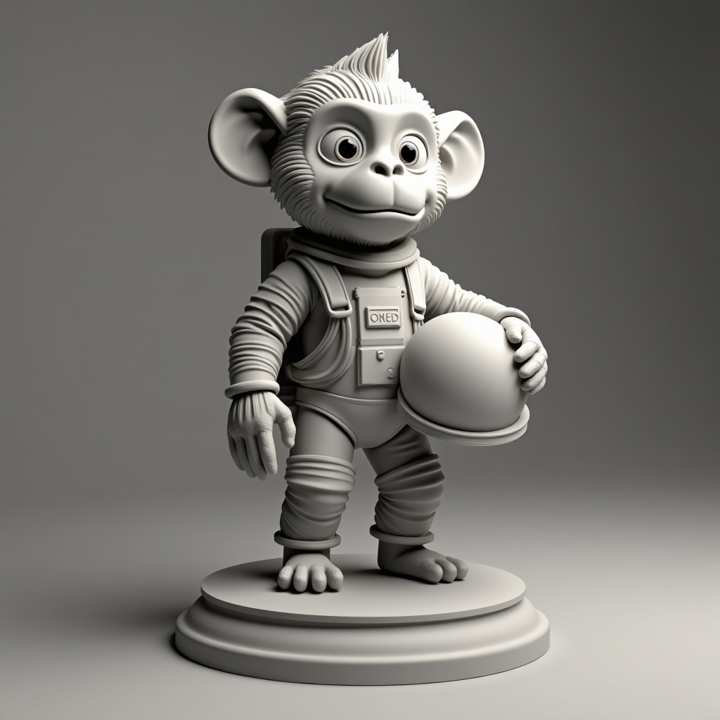 Astronaut Monkey Sculpture free 3D printable STL