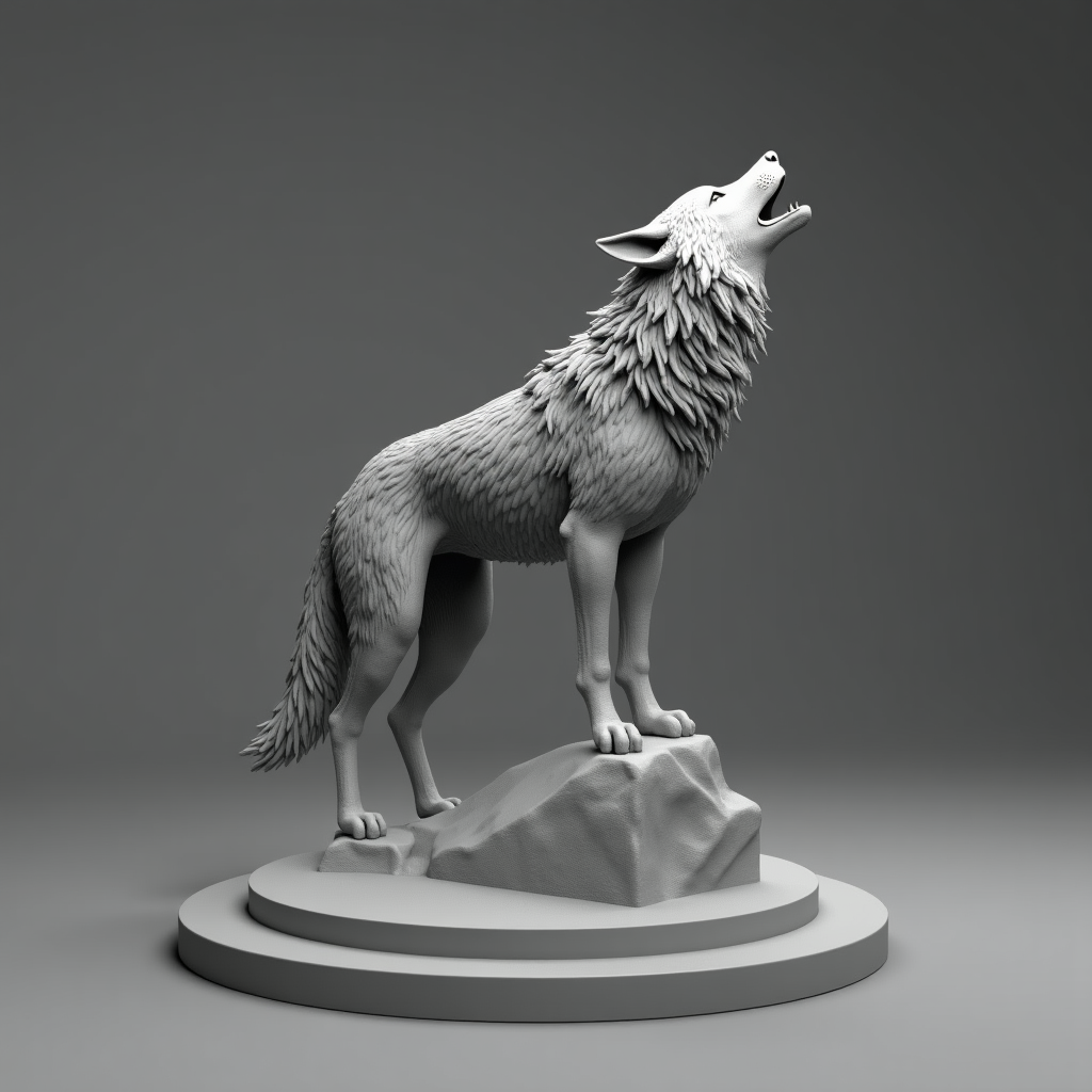Howling Wolf Sculpture free 3D printable STL