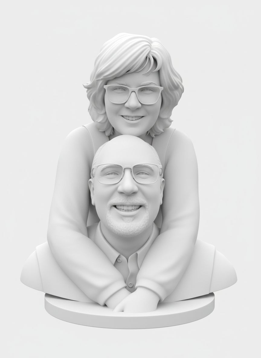 Smiling Couple Bust free 3D printable STL