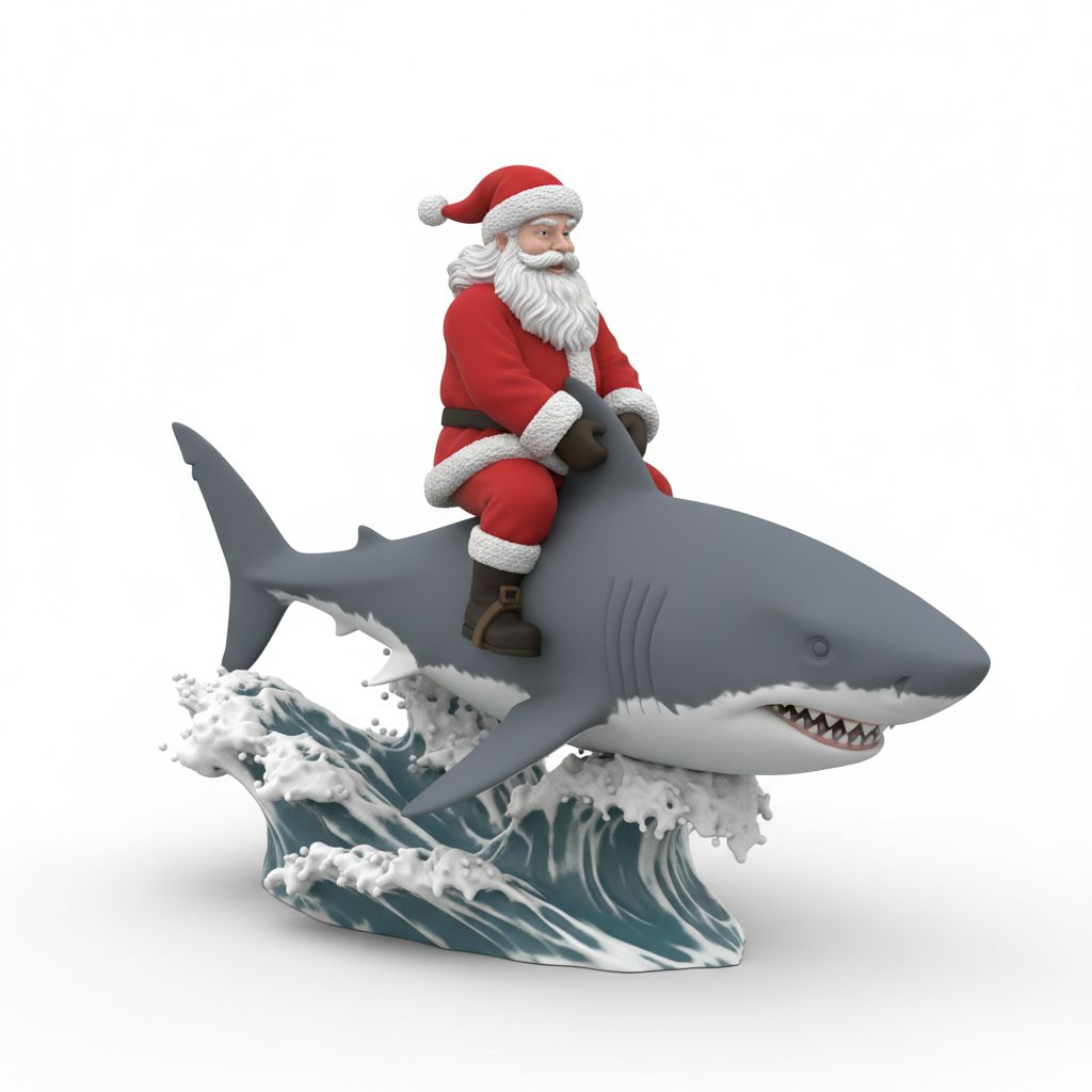 Santa Riding a Shark free 3D printable STL