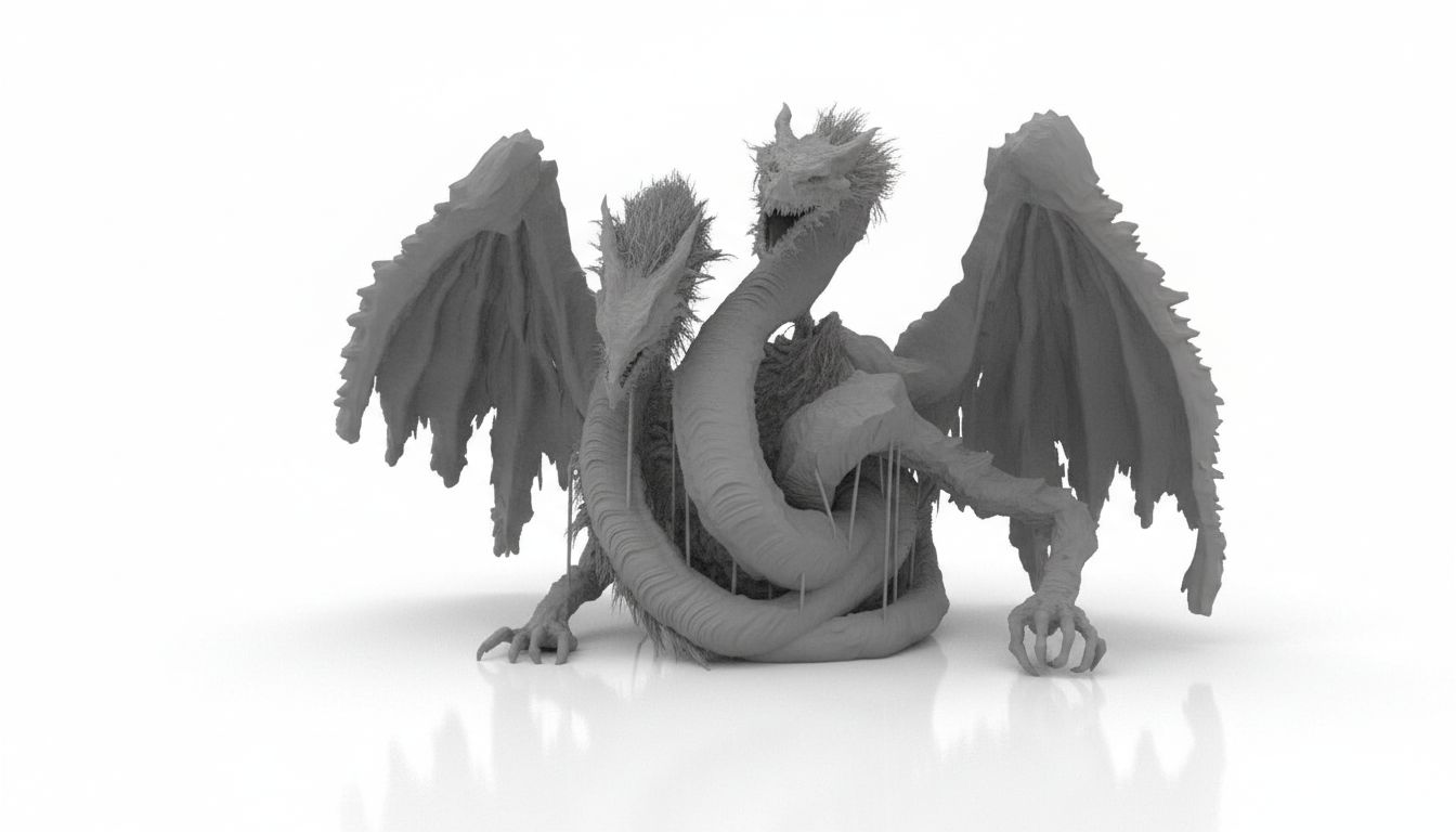 Majestic Three-Headed Dragon free 3D printable STL